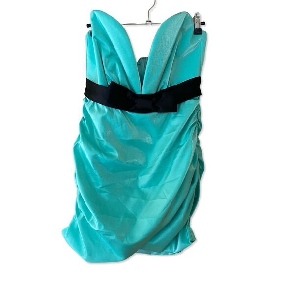 NWT Superdown Lexi Sweetheart Mini Dress Teal bow ribbon party Revolve XS - Picture 3 of 9